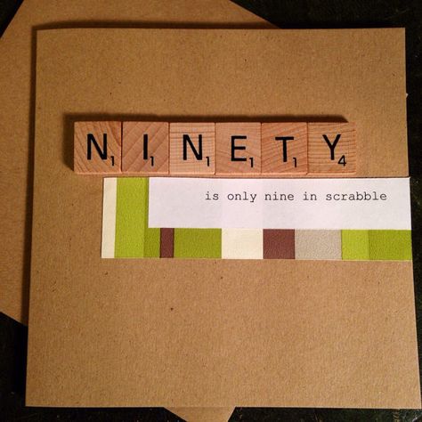 90th Birthday Card. Scrabble. Handmade. Ninety by StuffInTheBack 90th Birthday Cards, 80th Birthday Cards, 70th Birthday Card, Happy 80th Birthday, Fifty Birthday, 60th Birthday Cards, 40th Birthday Cards, 50th Birthday Cards, Getting Older