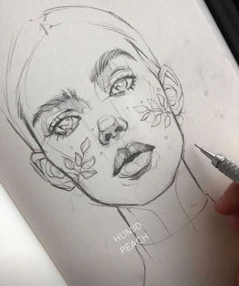 20 Pencil Art Drawing Ideas to Inspire You - Beautiful Dawn Designs Humid Peach, Drawing Faces, Face Sketch, Ink Drawings, Sketchbook Art, Digital Painting Tutorials, Pencil Art Drawings, A Pencil, Drawing Tutorials