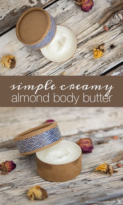 Humblebee & Me, Diy Almond Butter, Almond Body Butter, Almond Lotion, Body Oil Diy, Shampoo Bar Recipe, Almond Butter Recipes, Almond Milk Recipes, Homemade Body Butter