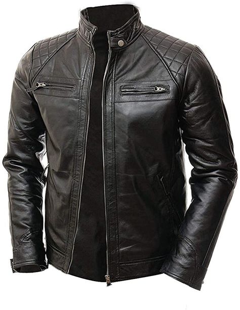 Leather Jacket Zipper, Leather Jackets Online, Leather Jacket Men Style, Cafe Racer Jacket, Moto Biker Jacket, Motorcycle Jacket Mens, Mens Fashion Rugged, Lambskin Leather Jacket, Men's Leather Jacket