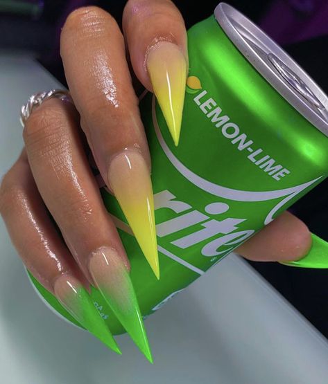 Yellow Nails Stiletto, Sprite Nails, Blue Yellow Nails, Stilleto Nails Designs, Nails Yellow, Nails Stiletto, Glow Nails, Thanksgiving Nails, Coffin Nails Long