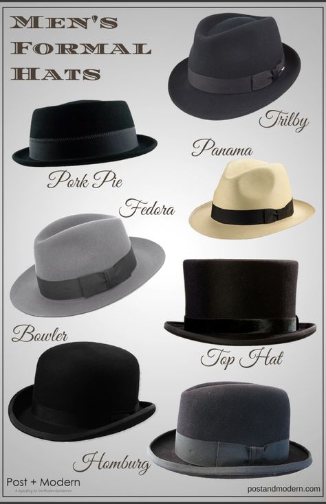 Mens Hats Style Names Types Of Mens Hats, Mens Dress Hats, Mens Hats Fashion, Mens Hats, Types Of Hats, Men's Hats, Mens Fashion Classy, Mens Formal, Men Style Tips