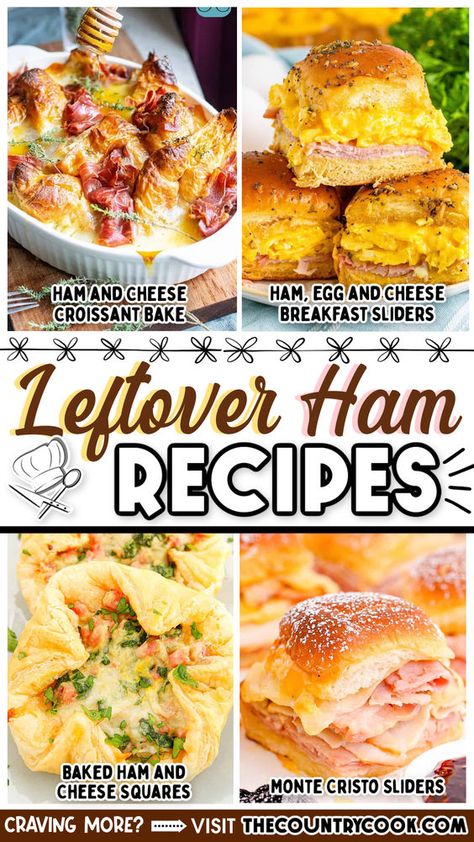 From breakfast to lunch to dinner recipes, there are plenty of fun recipe ideas here to use up all that leftover Easter ham! Ham Pieces Recipes, Leftover Ham Meals, Ham Dishes For Dinner, Leftover Ham Recipe, Ham Leftovers Recipes, Ham Leftover Ideas, Meals With Ham, Recipes With Leftover Ham, Recipes Using Leftover Ham