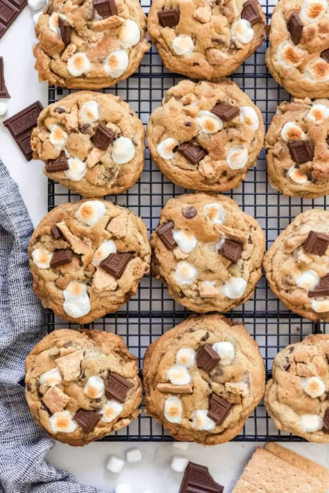 2023 Cookie Trends, Easy Snacks For Small Gathering, Best Cookie Base Recipe, Easy Birthday Dessert Ideas, S’more Cookie, S’mores Cookie, Cakebox Cookies, Long Cookies, Tailgate Desserts