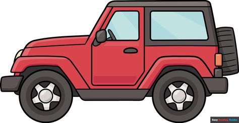 Learn How to Draw a Jeep: Easy Step-by-Step Drawing Tutorial for Kids and Beginners. See the full tutorial at https://easydrawingguides.com/how-to-draw-a-jeep/ Jeep Cartoon, Jeep Drawing, School Bus Drawing, Cartoon School Bus, Drawing Stand, Jeep Art, Soldier Drawing, Kids Jeep, Drawing Guides