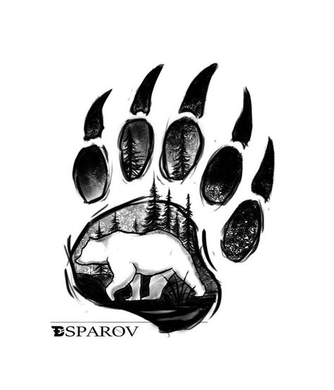 Bear Logo Inspiration, Wolf Paw Tattoos, Black Bear Tattoo, Bear Claw Tattoo, Bear Paw Tattoos, Wilderness Tattoo, Bear Tattoo Designs, Bear Paw Print, Native Tattoos