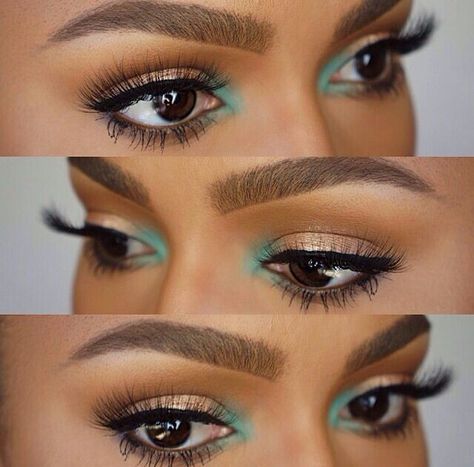 Makeup Look For Turquoise Dress, Eye Makeup For Turquoise Dress, Makeup With Turquoise Dress, Makeup For Turquoise Dress, Makeup Vert, Turquoise Eye Makeup, Teal Eye Makeup, Teal Eyeliner, Green Dress Makeup