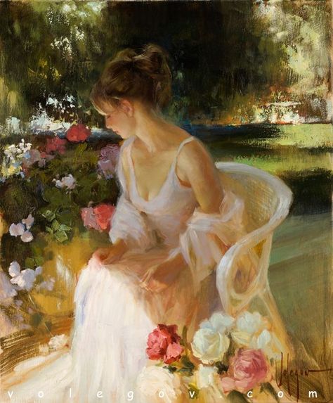 Vladimir Volegov - Ma cheri 2012 Vladimir Volegov, Painting Of A Woman, Painting People, Romantic Art, Classical Art, Woman Painting, Pictures To Paint, Figure Painting, Beautiful Paintings