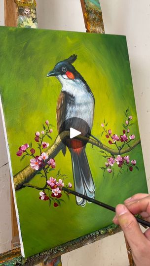 Bird Painting Acrylic, Canvas Painting Ideas For Beginners, Easy Bird, Easy Draw, Draw Flowers, Painting Skills, Painting Ideas For Beginners, Canvas Painting Ideas, Paint Night