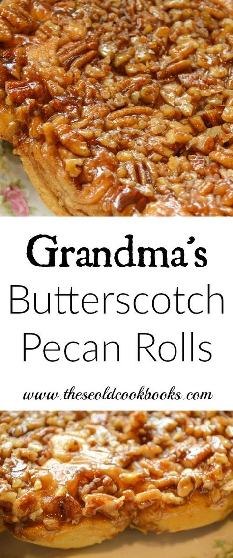 Grandma's Butterscotch Pecan Rolls are a perfect addition to your holiday menu. The classic homemade cinnamon rolls are covered in a sweet, sticky topping. Cinnamon Rolls Ideas, Food Bar Ideas, Cinnamon Roll Recipes, Pecan Cinnamon Rolls, Pecan Rolls, Homemade Cinnamon Rolls, Breakfast Rolls, Breakfast Sweets, Roll Recipes