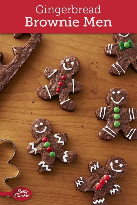 Brownie Gingerbread Men, Christmas Brownie Ideas, Brownie Christmas Ideas, Christmas Brownies Decoration, Christmas Brownies Ideas, Festive Brownies, Gingerbread Cutouts, Gingerbread Brownies, Brownies Christmas