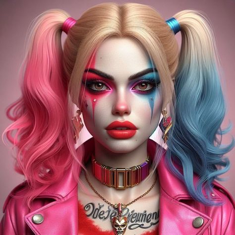 Hailey Quinn, Hailey Queen, Harley Quinn Makeup, Female Joker, Movie Bloopers, Joker Halloween, Harley Quinn Halloween, Buns Braids, Harley Quinn Drawing