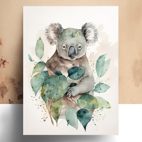 Yellow Budgie, Leaf Watercolor, Koala Bears, Eucalyptus Leaf, Art Random, School Holiday, Home Clothing, Eucalyptus Leaves, School Holidays