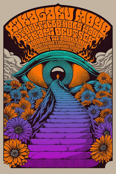 Kikagaku Moyo, Poster Graphic Design, Illustration Kunst, Psychadelic Art, Soyut Sanat Tabloları, Seeing Eye, All Seeing Eye, All Seeing, Rock Posters