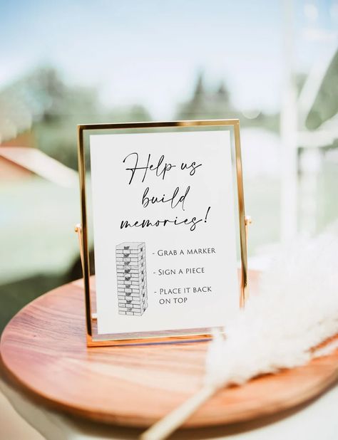 Wedding Jenga, Bridal Shower Welcome Sign, Future Wedding Plans, Bridal Brunch, Guest Book Sign, Wedding Mood, Wedding Signage, Printable Signs, Modern Calligraphy