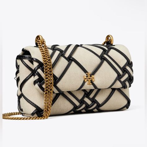 Tory Bur h purse- MINI KIRA WOVEN CANVAS FLAP BAG Tori Burch, Tory Burch Purse, Tory Burch Kira, Tory Burch Bag, Interior Wall, Small Crossbody Bag, Small Crossbody, Bag Brand, Mom Style