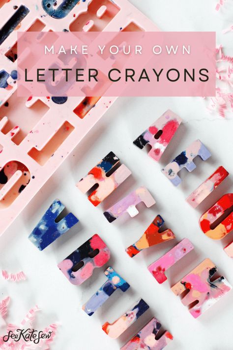 DIY Letter Crayons Crayons In Silicone Mold, How To Make Crayons Out Of Old Crayons, Letter Crayons Diy, Make Your Own Crayons, Old Crayons What To Do With, Crayon Letters Diy, Name Letters Diy, Crayon Names, Crayon Letters