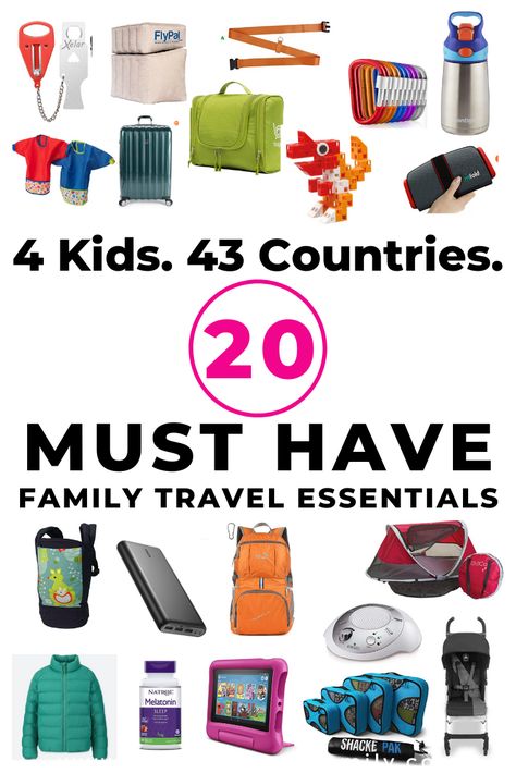 4 Kids, 43 Countries, 20 Travel Essentials for Kids | Local Passport Family Travel Hacks Kids, Travel Countries, Kids Travel Bags, Kids Travel Activities, International Travel Essentials, Travel Essentials For Kids, Airplane Travel Essentials, Family Travel Hacks, Flying With Kids