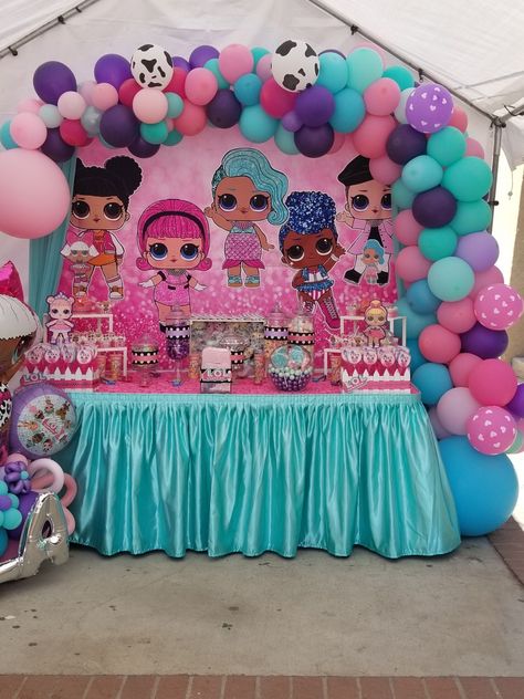 Lol Backdrop Party Ideas, Diy Lol Doll Party Decorations, Lol Party Decorations, Lol Birthday Party Ideas Decorations, Lol Party Ideas Decoration, Lol Doll Birthday Party Ideas, Lol Birthday Party Ideas, Lol Surprise Dolls Party Ideas, Surprise Party Themes