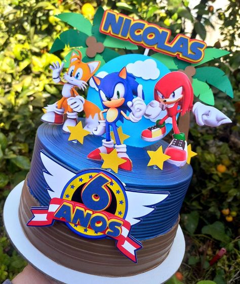 3 ARQUIVOS - STUDIO - Topo de Bolo Sonic 2 no Elo7 | _Encantos da Lo_ (195C9D0) Pastel Sonic, Sonic Birthday Cake, Bolo Naruto, Bolo Sonic, Sonic Cake, Sonic Birthday Parties, Sonic Party, Sonic 2, Christmas Holiday Cake