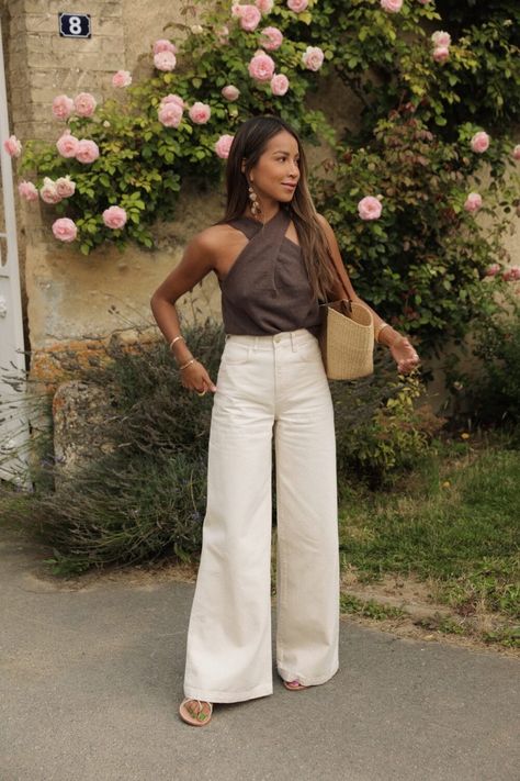 Sincerely Jules Style, Brunch Outfit Spring, Julie Sarinana, European Fashion Summer, Off White Jeans, Neutral Dresses, Brunch Date, Effortless Outfit, Sincerely Jules