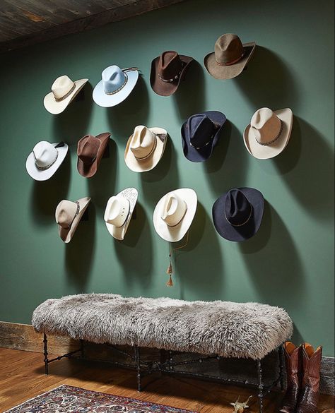 Gothic Western Home Decor, Modern Cowboy Aesthetic, Western Chic Decor, Western Interior Design, Vegas House, Western Interior, Hat Bar, Ranch House Decor, Western Rooms