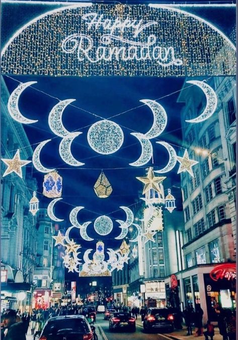 Streets in London are decorated for the month of Ramzan. Ramadan Lights Decoration, Ramadan Street, Street Lighting, Lighting Art, Motion Design Video, Design Video, Street Light, Motion Design, Light Decorations