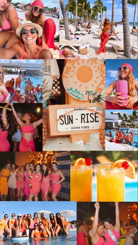 Tequila sunrise bachelorette theme Miami Theme Outfit, Bachelorette Party Outfit Boat, 818 Tequila Bachelorette, Cancun Bachelorette Theme, Bachelorette Themes Tropical, Sunset Theme Party Outfit, Tequila Sunrise Bachelorette Theme Outfits, Sunset Bachelorette Party, Bachelorette Tequila Theme