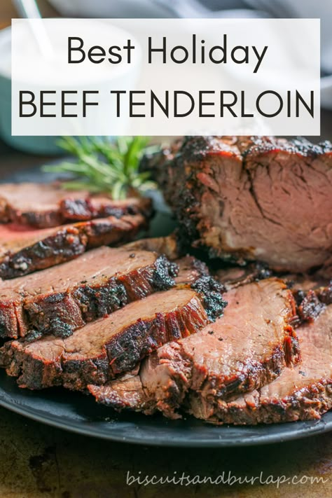 Thanksgiving Beef Tenderloin, Holiday Beef Tenderloin, Baked Beef Tenderloin Recipes, Best Christmas Meal Ideas, Meat Christmas Dinner, Christmas Dinner Ideas Main Dishes Beef, Christmas Meat Ideas, Tenderloin Christmas Dinner, Christmas Beef Roast