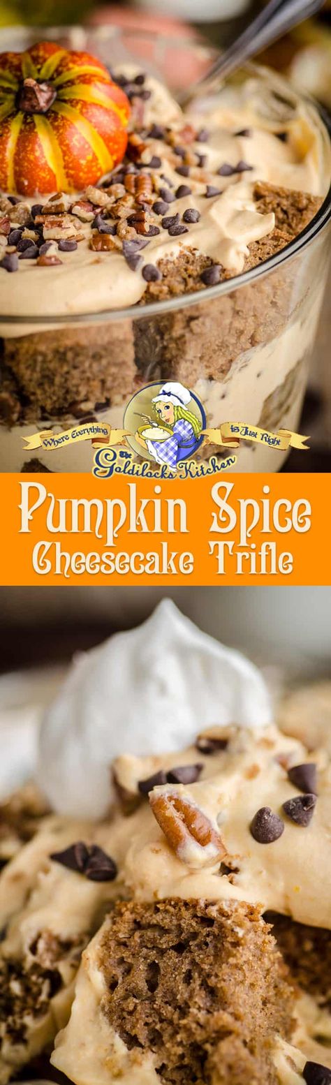 Pumpkin Spice Cheesecake Trifle – The Goldilocks Kitchen Pumpkin Trifle, Easiest Desserts, Spice Cheesecake, Whipped Pumpkin, Pumpkin Spice Cheesecake, Cheesecake Trifle, Trifle Pudding, Pumpkin Cream Cheese, Spice Cake Mix