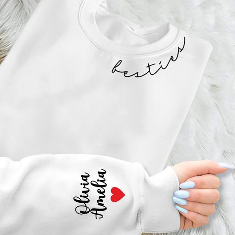 Custom Best Friend Sweatshirt, Personalized Besties Hoodie With Names, BFF Crewneck Sweater, Cute Besties Sweatshirt, Gift for Besties 🌟 Enjoy 70% OFF Everything Site-Wide! 🌟 Shop now and enjoy a massive 70% discount on all items! 🛍️⏳ Don't wait--this limited-time offer won't last long, so grab your favorites before they're gone! PRODUCT HIGHLIGHTS: Sweatshirt ♦ Soft 8 oz, 50/50 cotton/poly blend for all-day comfort ♦ Durable double-needle stitching at the waistband and cuffs for extra durability ♦ Eco-friendly tear-away label T-shirt ♦ Classic unisex fit that complements every body type ♦ Made from 100% Airlume combed and ring-spun cotton for a soft, luxurious feel ♦ Reinforced shoulder taping for enhanced durability V-neck Shirt ♦ Feminine V-neck design for a flattering silhouette ♦ S Best Friend Sweatshirts, Thoughtful Gestures, Friends Sweatshirt, Black Tears, Bff Gift, Matching Sweatshirts, Sweater Cute, Hoodie Cozy, Sweatshirt Cute