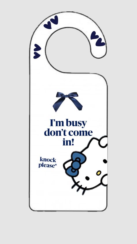 Aesthetic Things To Hang On Your Wall, Hello Kitty Room Decor Ideas, Hello Kitty Door Hanger, Door Handle Hangers, Things To Print Out, Draw Hello Kitty, Kitty Door, Do Not Disturb Door Hanger, Door Decorating Ideas