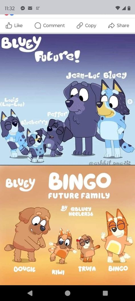 Blueys Future Child, Goofy Drawing Disney, Bingo Future Family, Future Bluey Family, Bluey And Mackenzie Future Family, Bluey Funny Wallpaper, Bluey In The Future, How To Draw Muffin Bluey, Bluey Misscarage