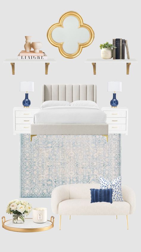 Blue Dorm Room, Coastal Room Decor, Dorm Room Decor Ideas, Blue Dorm, Blue Room Decor, Beach Room Decor, White Room Decor, Coastal Room, Preppy Room Decor