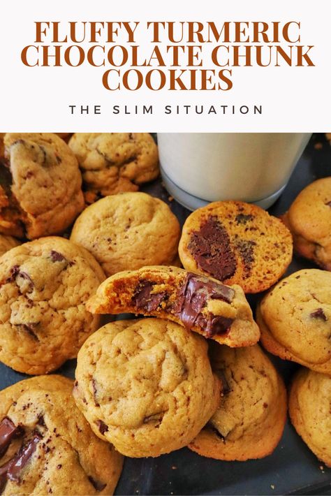 Turmeric Cookie Recipes, Turmeric Chocolate, Golden Latte, Classic Chocolate Chip Cookies, Milk Chocolate Chip Cookies, Inflammatory Recipes, Turmeric Latte, Chocolate Chunk, Chocolate Chunk Cookies