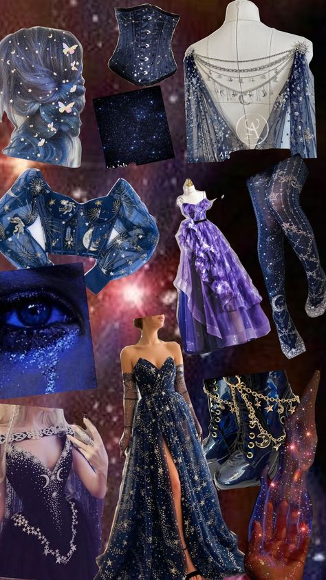 #galaxy #galaxyaesthetic #galaxies #galaxyvibes #aestehthic #aestethic #vibes #photography #dresses #dresses Star Formal Dress, Star Themed Wedding Dress, City Of Stars Prom Theme, Galaxy Outfit Aesthetic, Galaxy Outfit Ideas, Star Magic Ball Gowns, Night Court Dress, Intergalactic Aesthetic, Galaxy Wedding Theme