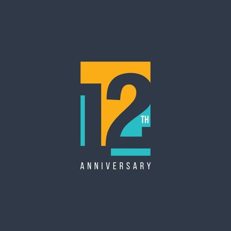 12 Th Anniversary Celebration Vector Template Design Illustration Anniversary Logo Design, Happy 12th Anniversary, Graphic Texture, 19th Anniversary, Company Anniversary, 13th Anniversary, 12th Anniversary, Anniversary Logo, Birthday Idea