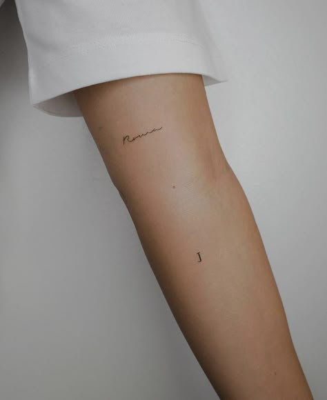 444 Dainty Tattoo, Small Cursive Tattoo, Energy Tattoo, Minimal Tattoo Ideas, J Tattoo, Tattoo Spots, Petite Tattoos, Small Hand Tattoos, Classy Tattoos