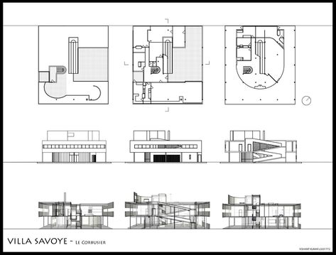 VILLA SAVOYE Le Corbusier Plan, Le Corbusier House, Villa Savoye Plan, Le Corbusier Villa Savoye, School Floor Plan, Texture Photoshop, Villa Savoye, Building Images, Paris Home