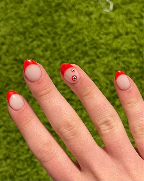 Red Evil Eye Nails, Red Evil Eye, Devil Eyes, Evil Eye Nails, Eye Nails, Devil Eye, Eye Gel, Red Eyes, Evil Eye