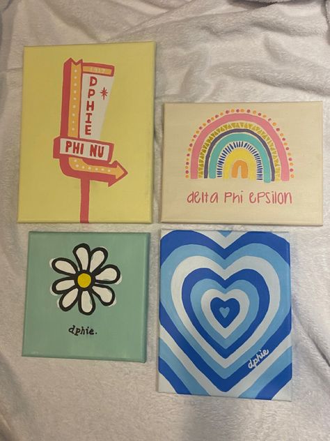 Delta Phi Epsilon canvas. Phi Sigma Sigma Canvas Paintings, Pin Box Sorority Diy, Dz Canvas Painting, Axo Canvas Painting, Piphi Canvas, Pi Beta Phi Canvas Painting, Delta Phi Epsilon Canvas, Kappa Delta Canvas Painting, Delta Zeta Painting