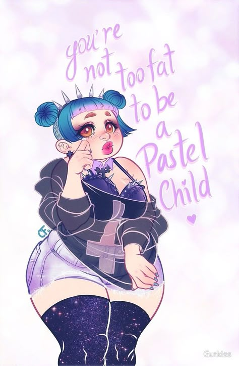 "Pastel Child" by Gunkiss | Redbubble Chubby Pastel Goth, Chubby Goth Girl, Fat Goth, People Judge, Pastel Goth Aesthetic, Pastel Punk, Plus Size Art, Pastel Goth Fashion, Pastel Grunge