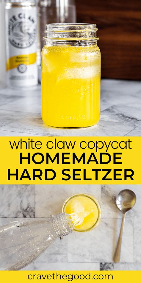 White Claws are the perfect refreshing beverage to enjoy on a hot summer day. But it’s easy to make hard seltzers at home. Use your SodaStream or carbonated water with my awesome flavor ideas. If you want to impress people, this recipe will do just that. You can also experiment with different flavors like strawberry lemonade or mango lime White Claw. Enjoy a delicious drink in no time flat! Click here now to get the recipe and get started making your own DIY hard seltzers! | cravethegood.com White Claw Drinks, Soda Stream Recipes Cocktails, Homemade Seltzer Drinks, Refresher Recipes, Seltzer Cocktails, Homemade Booze, Soda Stream Recipes, White Claws, Hard Drinks