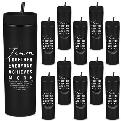 PRICES MAY VARY. Thank You Gifts: the package includes 10 pieces of thank you tumblers, sufficient quantity to meet your daily use and replacement needs, and you can also share them with employees, coworkers, volunteers, staff, students, teachers, coaches, soccer team, softball team and more Inspirational Themed Design: the tumbler with lid and straw is printed with the inspirational quotes [Team together everyone achieves more], team gift for employee can encourage them to be positive and optim Team Thank You Gifts, Together Everyone Achieves More, Warehouse Worker, Pharmacy Technician, Employee Appreciation Gifts, Softball Team, Staff Appreciation, Medical Assistant, Plastic Tumblers