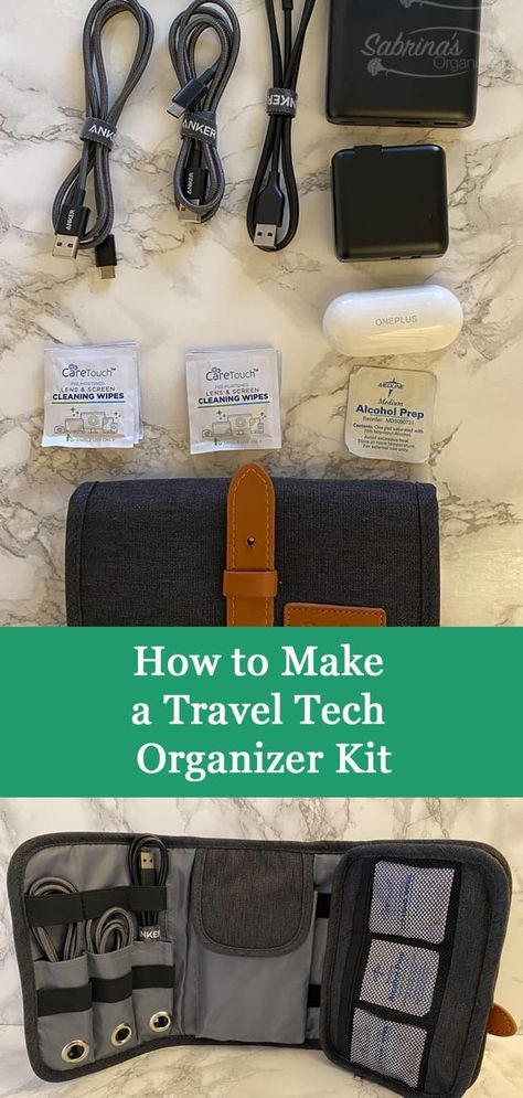 How to Make a Travel Tech Organizer Kit with Android cables Tech Bag Organizer Diy, Diy Cord Organizer Travel, Travel Electronics Organizer, Travel Cord Organizer Diy, Tech Travel Organizer, Travel Storage Ideas, Diy Travel Organizer, Diy Travel Kits, Cord Organization Travel