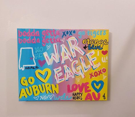 Preppy Auburn Painting, Auburn Painting, College Canvas Paintings, Auburn Dorm, College Paintings, Dorm Canvas Art, Dorm Canvas, College Dorm Art, Dorm Paintings