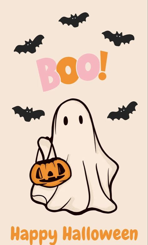 PSLily Boutique on Instagram #happyhalloween Happy Halloween Illustration, Happy Halloween Wallpaper, Diy Halloween Decor, Sweet Paper, Digital Greeting Cards, Ghost Decoration, Friendly Ghost, Halloween Wall Art, Ghost Design