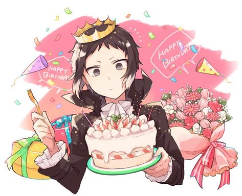 Akutagawa's birthday (3.1) Drawing Idea For Birthday, Birthday Fanart Anime, Draw Birthday Art, Happy Birthday To Me Drawing, Drawing Poses Birthday, Drawing Birthday Ideas, Akutagawa Birthday, Character Birthday Art, Birthday Drawings Ideas