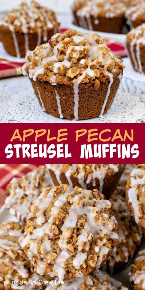 Apple Pecan Muffins, Jumbo Apple Muffins Recipe, Jumbo Muffin Recipes, Apple Streusel Muffins, Fall Muffins, Baked Apple Dessert, Apple Muffin Recipes, Pecan Muffins, Apple Desserts Easy