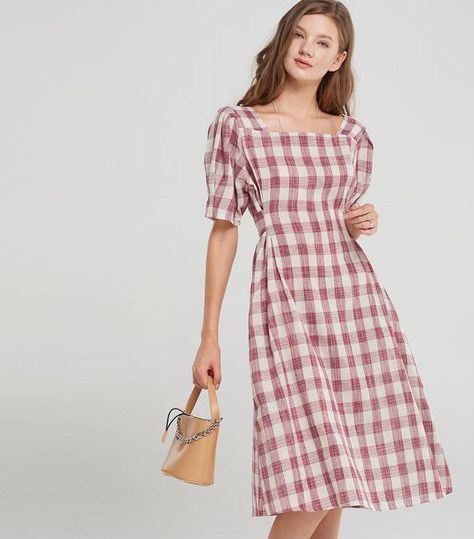 Check Dresses For Women, Fall Dress Trends, Fashion Trend Pattern, Fashion Trend Inspiration, Farm Dress, Checked Dress, Cottagecore Clothes, Frock For Women, Long Kurti Designs